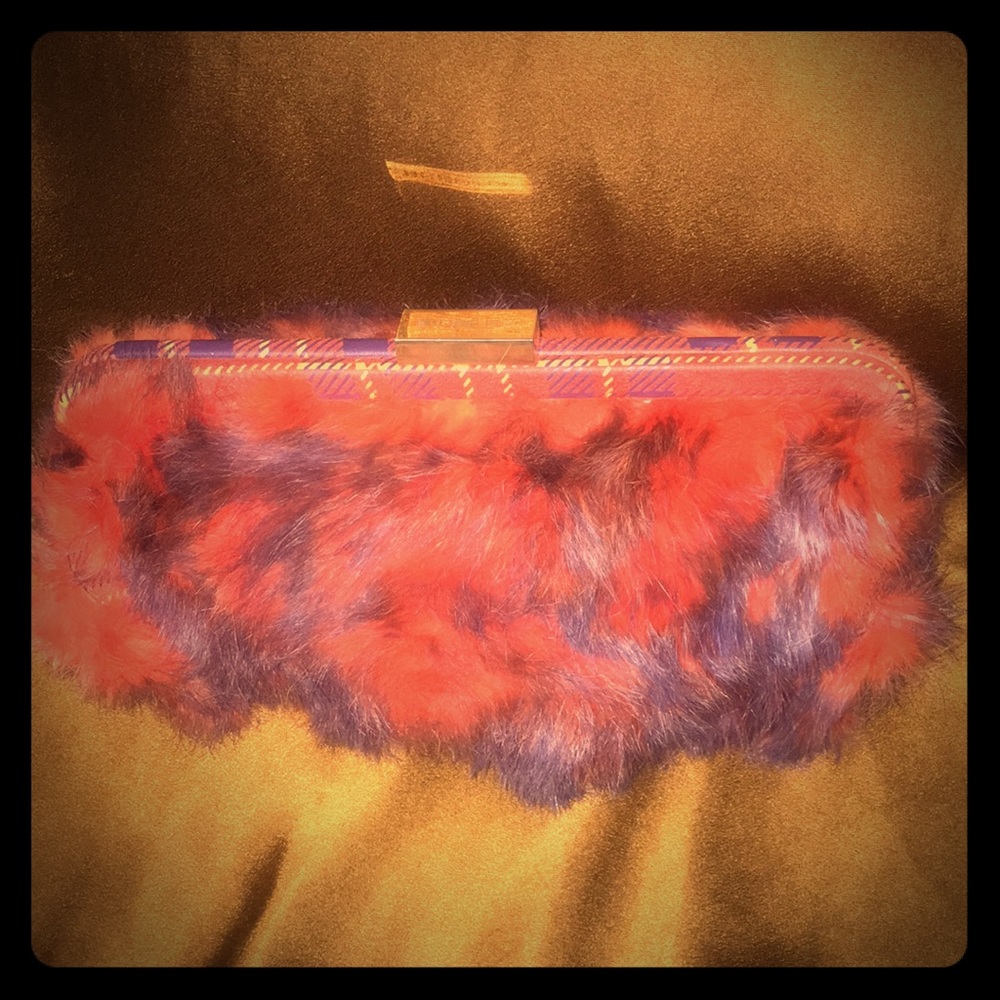 BCBGirls Genuine Fur and Suede Clutch